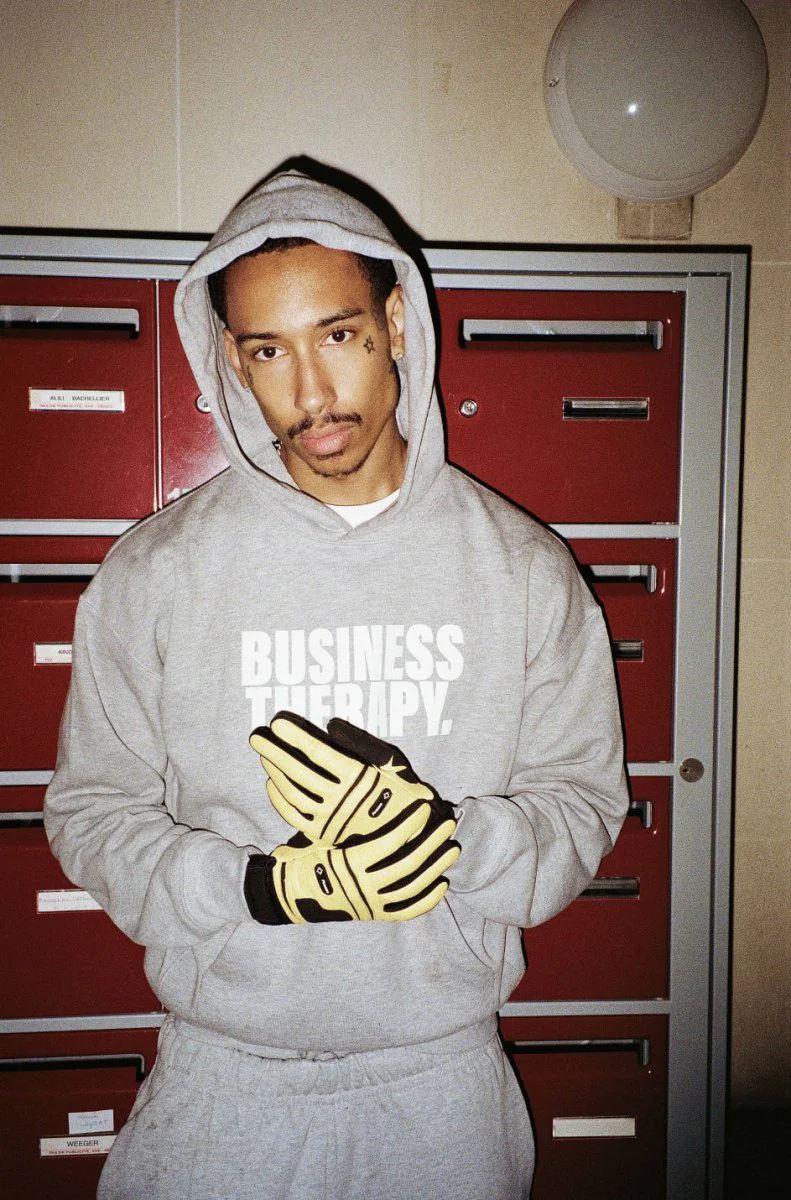 HOODIE "BUSINESS THERAPY" GREY PUFF - Image 3